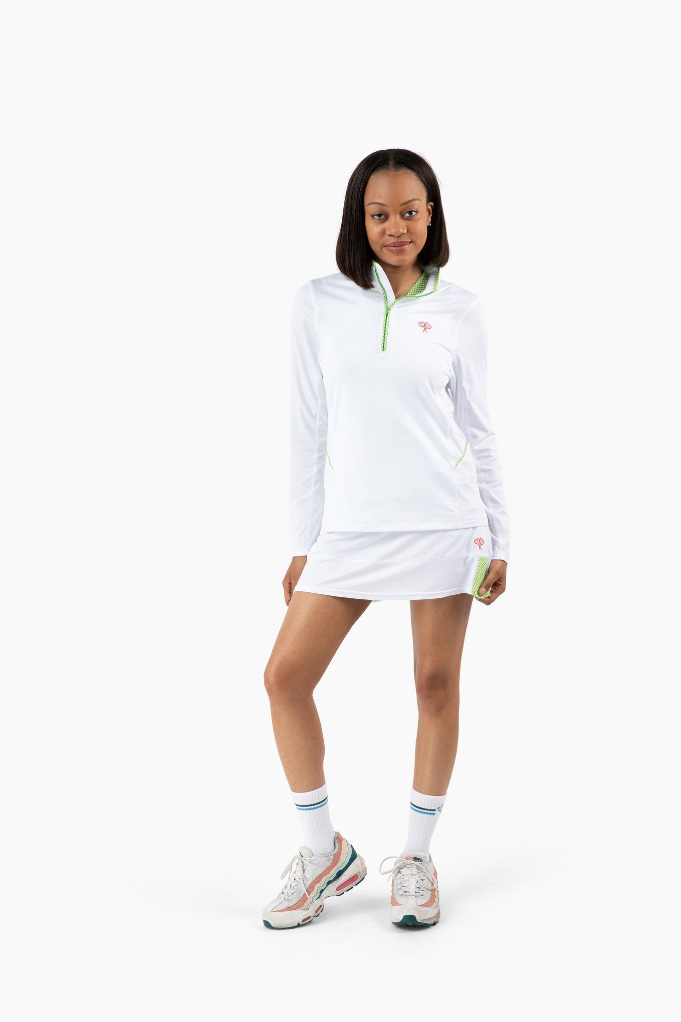 Love All Tennis Women's Tracy 1/4 Zip Lightweight Jacket Gingham