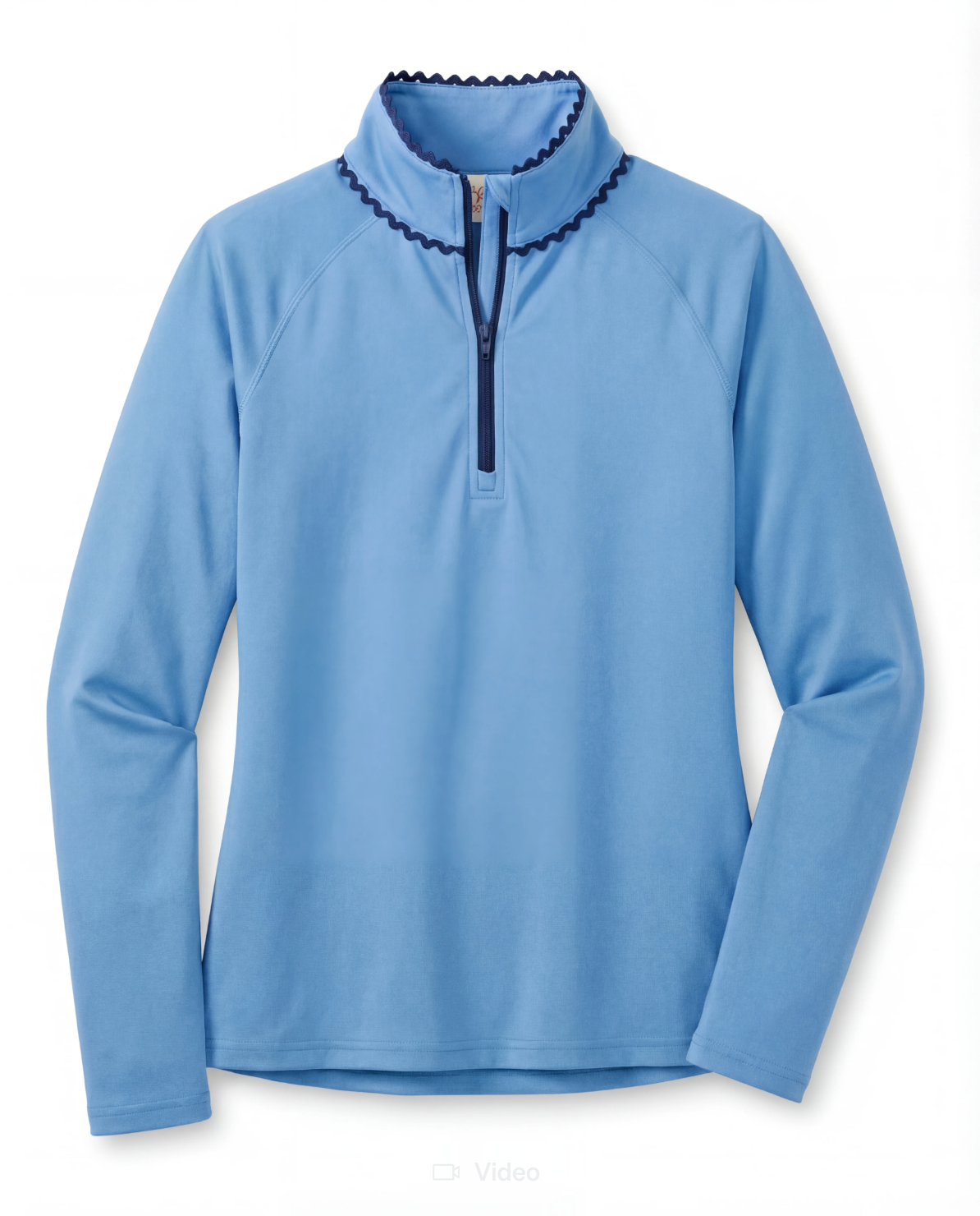 Light blue long-sleeve shirt with a quarter-zip on a white background
