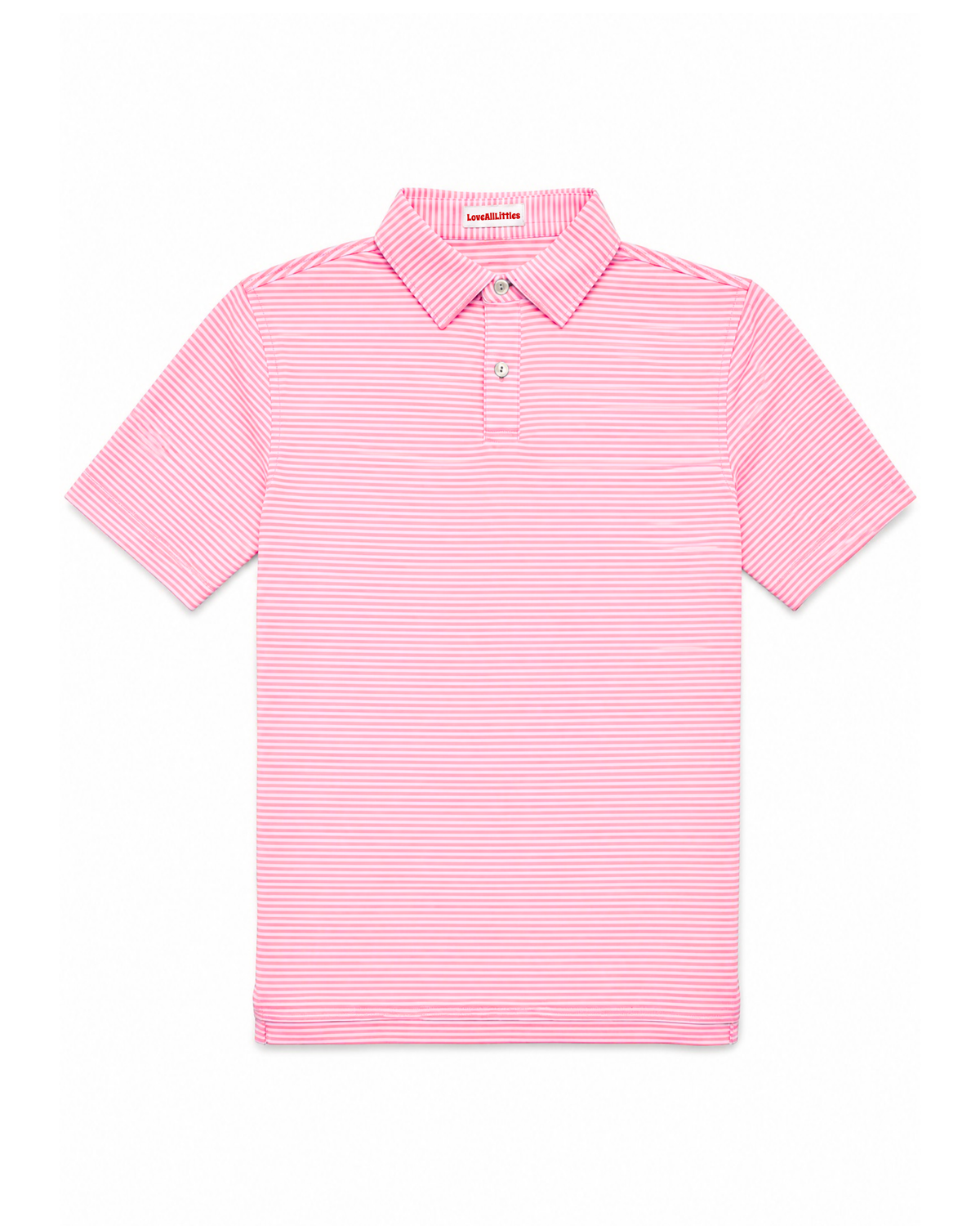 Pink striped polo shirt on a white background