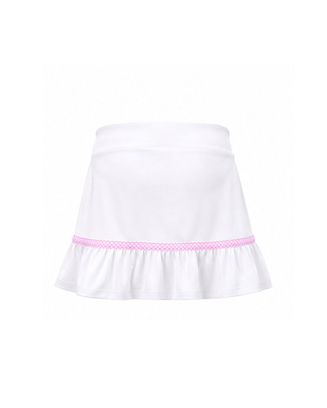 White skirt with pink trim on a white background
