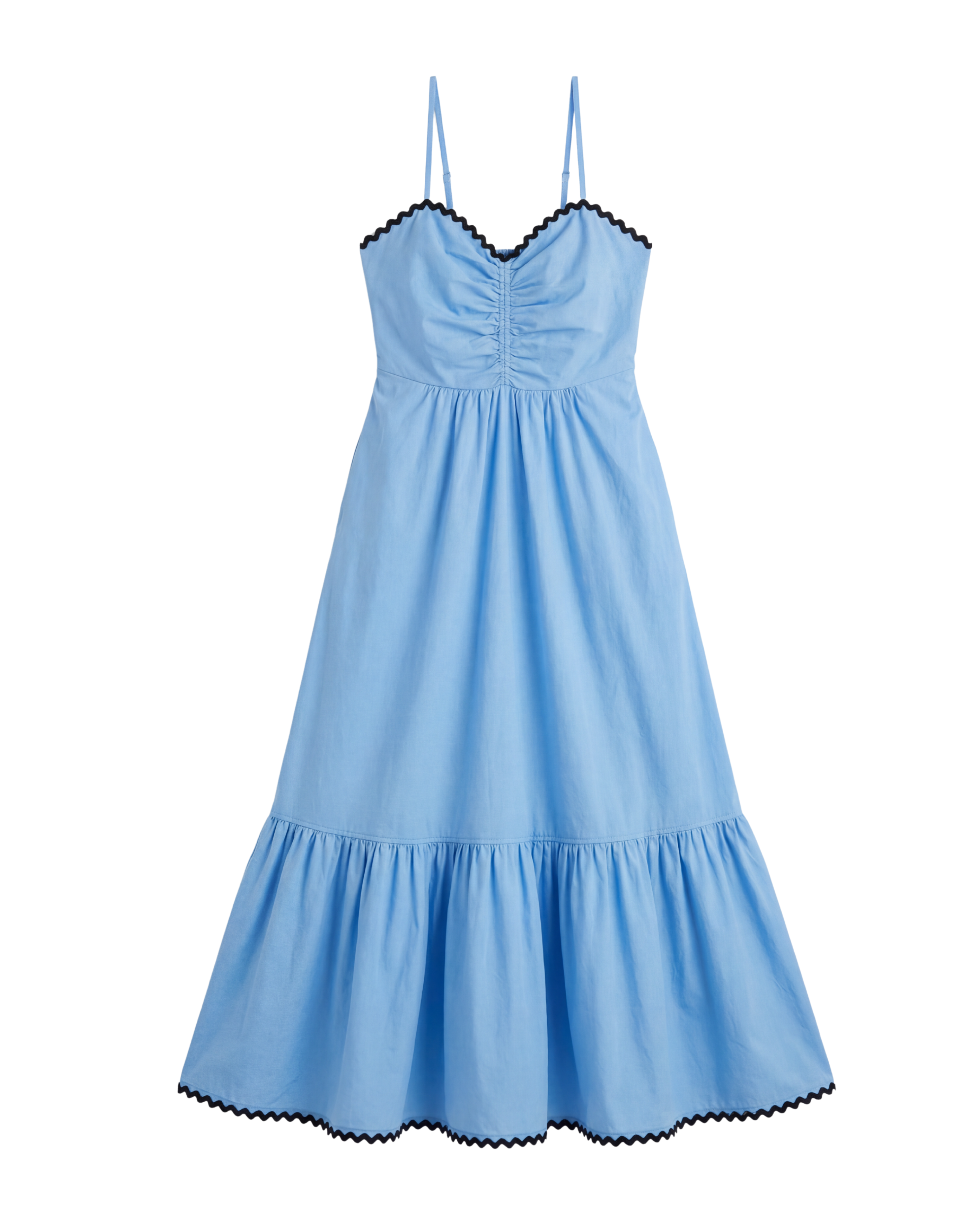 Light blue dress with thin straps on a white background