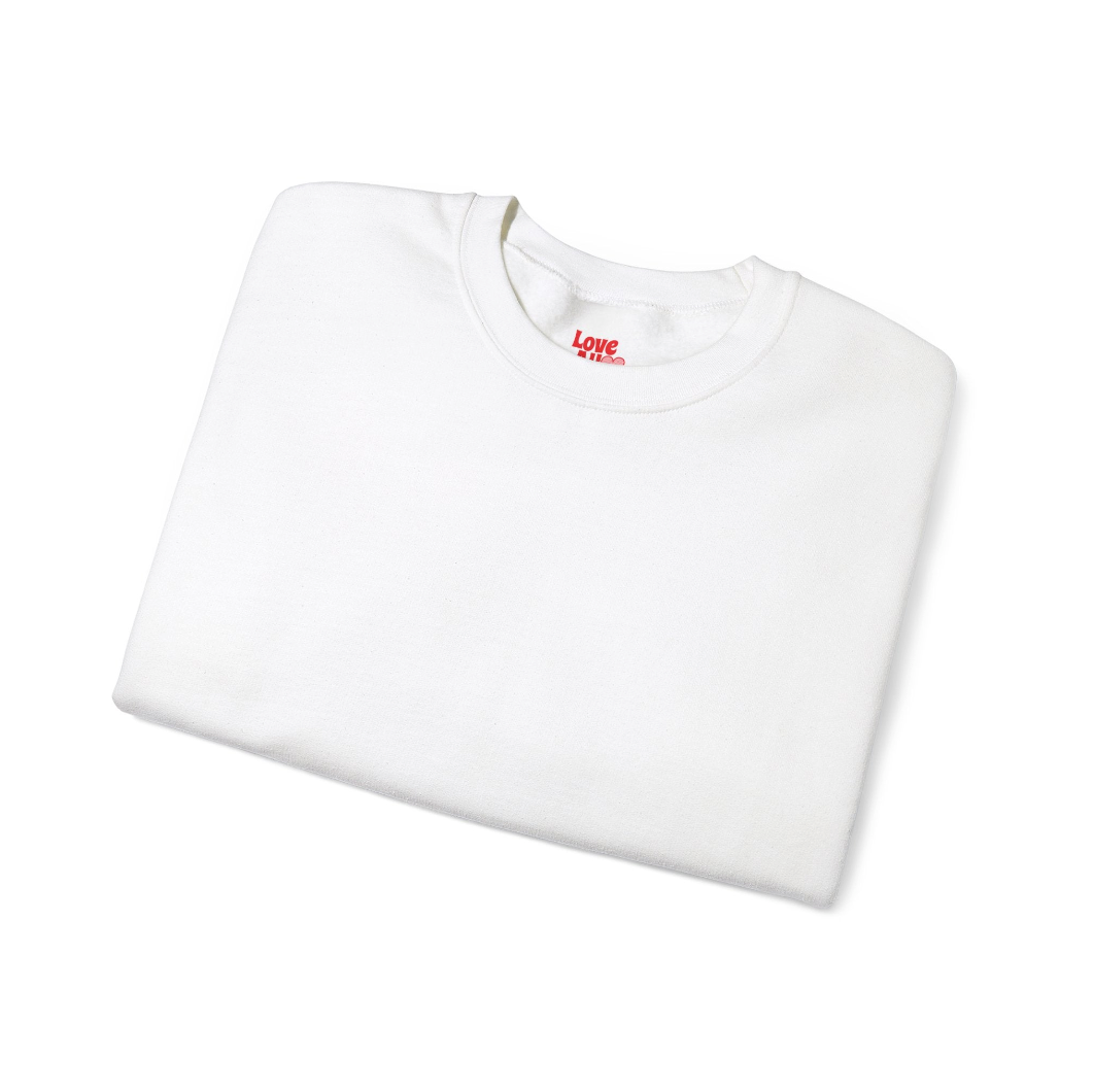 A white sweatshirt folded set against a white background