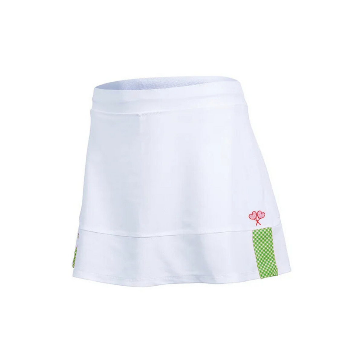 White skirt with green accents on a white background