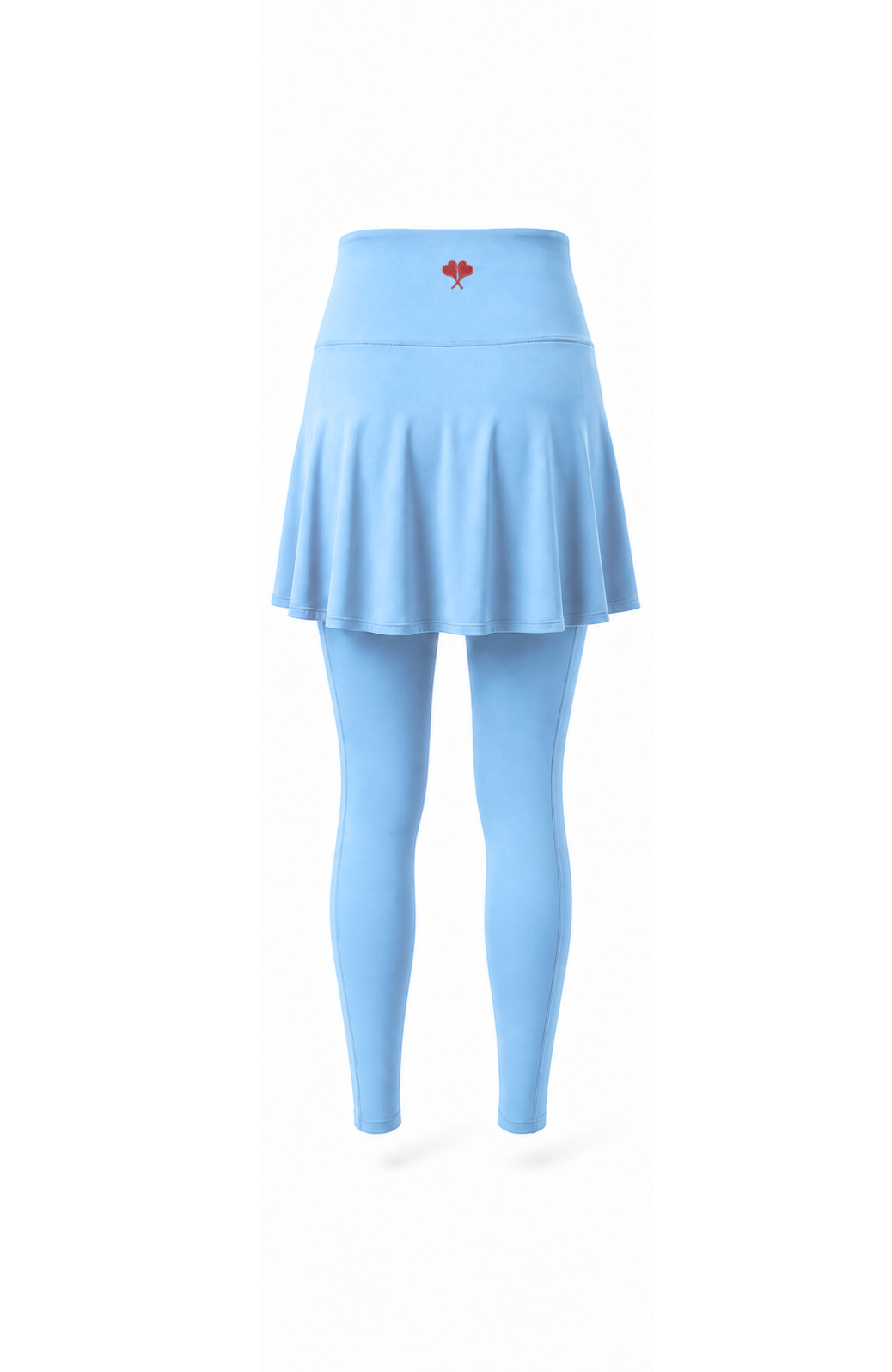 Light blue skirt and leggings set on a white background