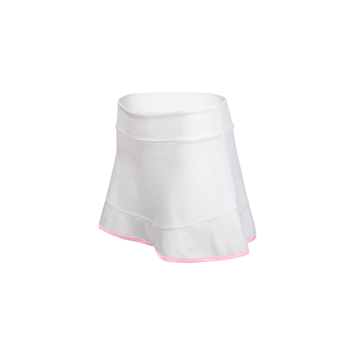 White tennis skirt with pink trim on a white background