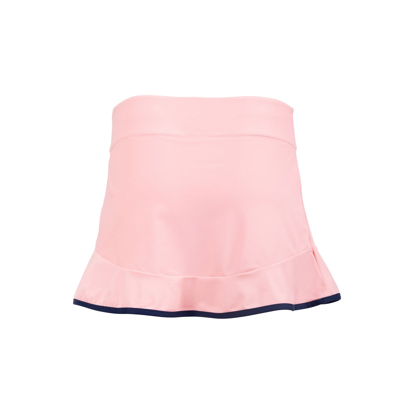 Pink skort with a navy trim on a white background