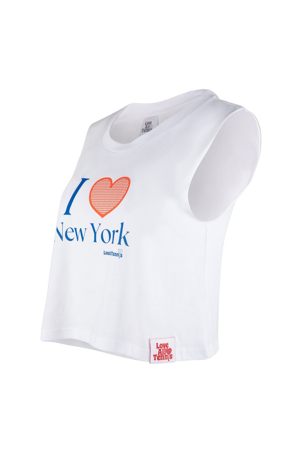 White tank top with "I heart New York" set against a white background