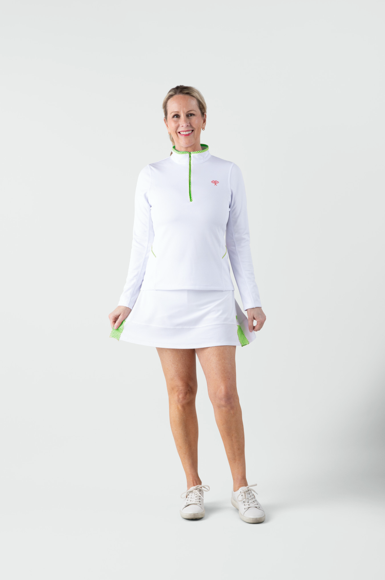 Love All Tennis Women's Tracy 1/4 Zip Lightweight Jacket Gingham