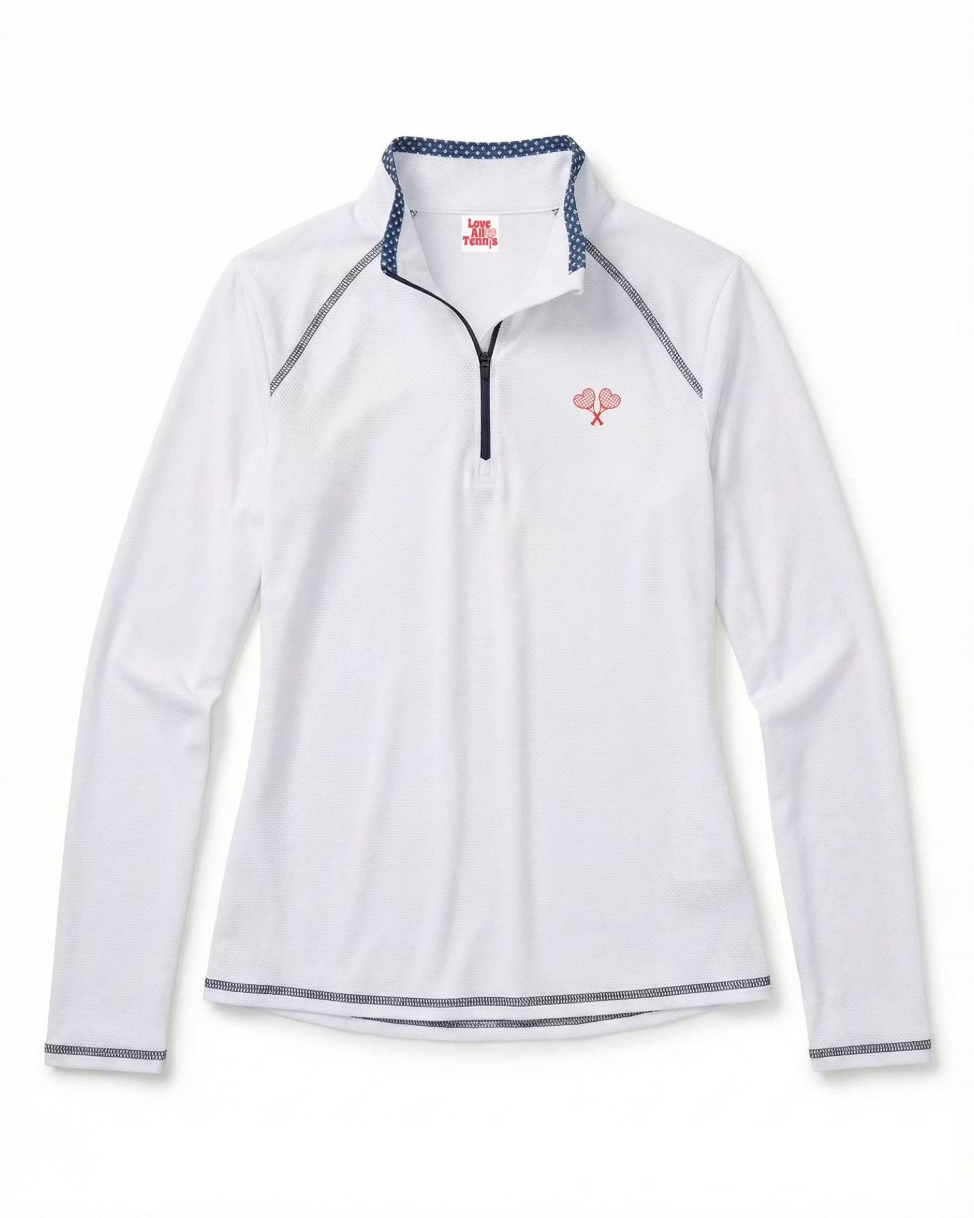 Love All Tennis Women's Tracy Pre Fall 1/4 Zip Pique Jacket Gingham