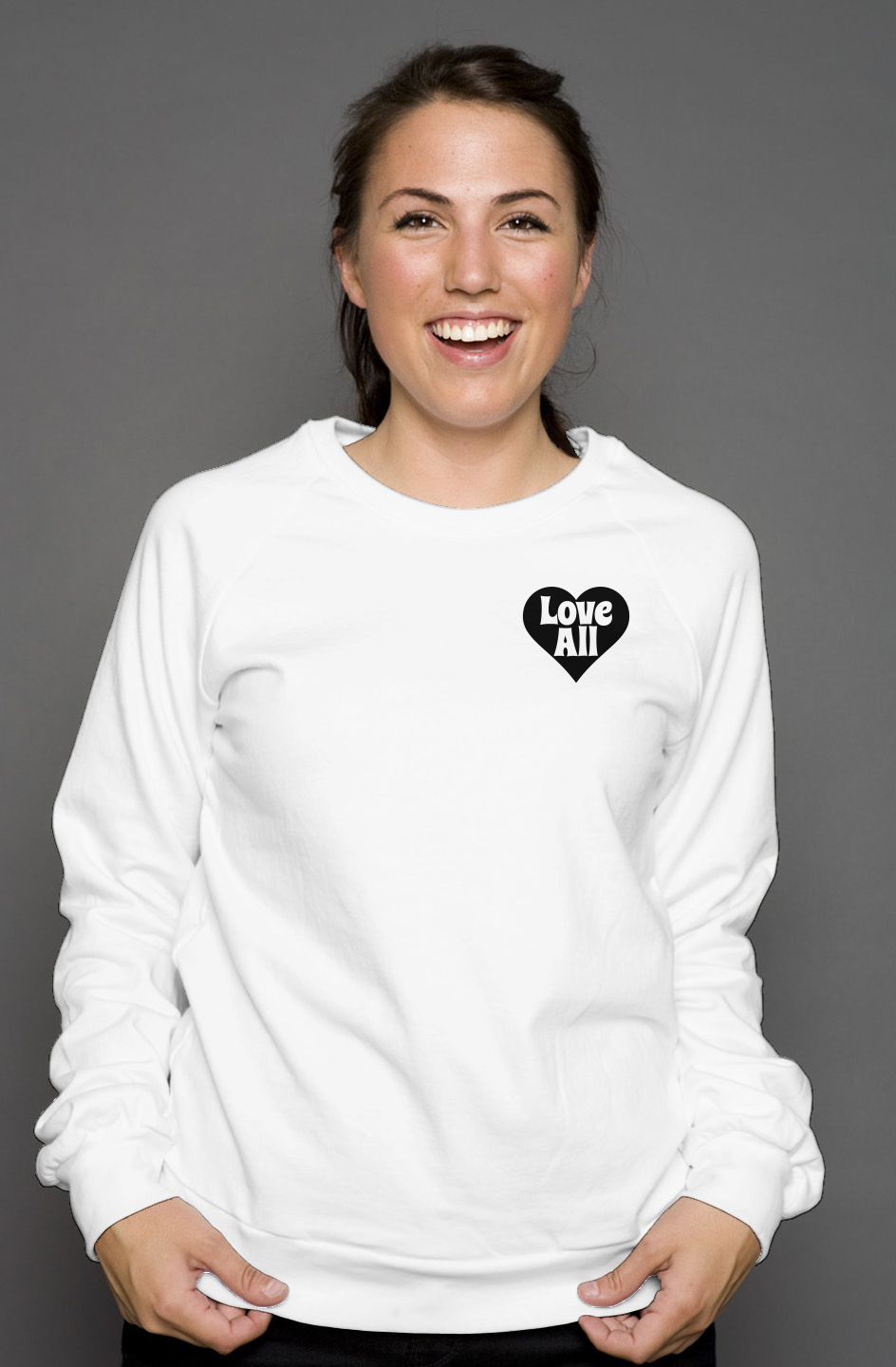 "Love All" Brand Unisex crew neck sweatshirt- white/Black