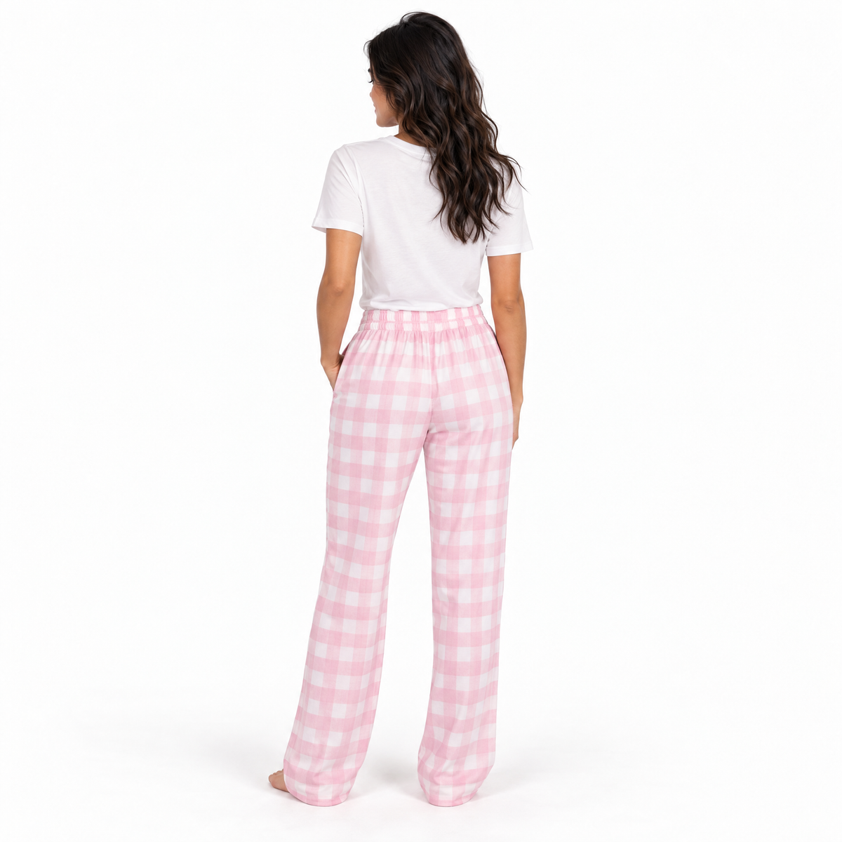 Love All Women's Flannel Plaid Pant, Pink