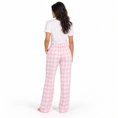 Love All Women's Flannel Plaid Pant, Pink