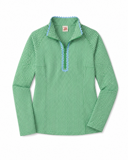 Annika Gingham Golf 1/4 Zip Top