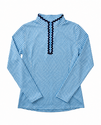 Annika Gingham Golf 1/4 Zip Top