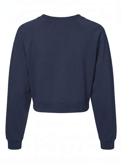 Womens Raglan Pullover Fleece Sweatshirt Navy