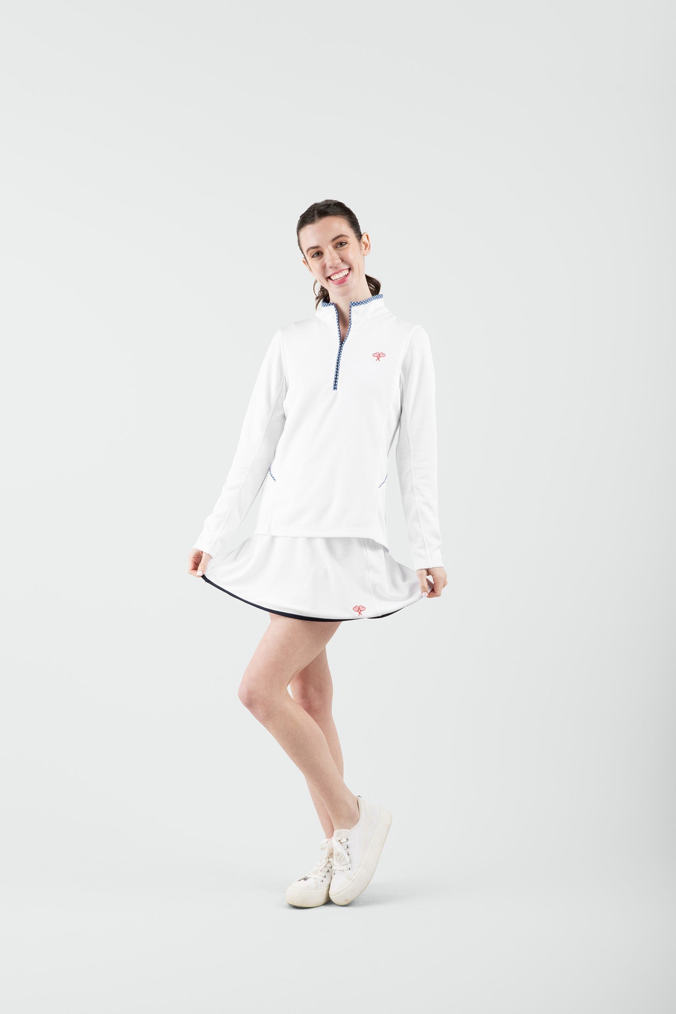 Love All Tennis Women's Tracy 1/4 Zip Lightweight Jacket Gingham