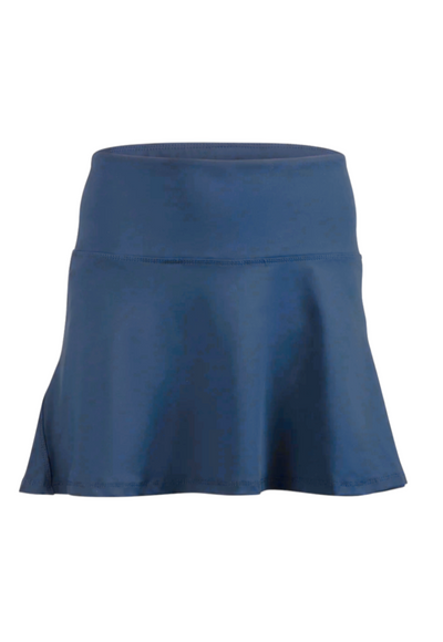 Blue athletic skirt on flat white background