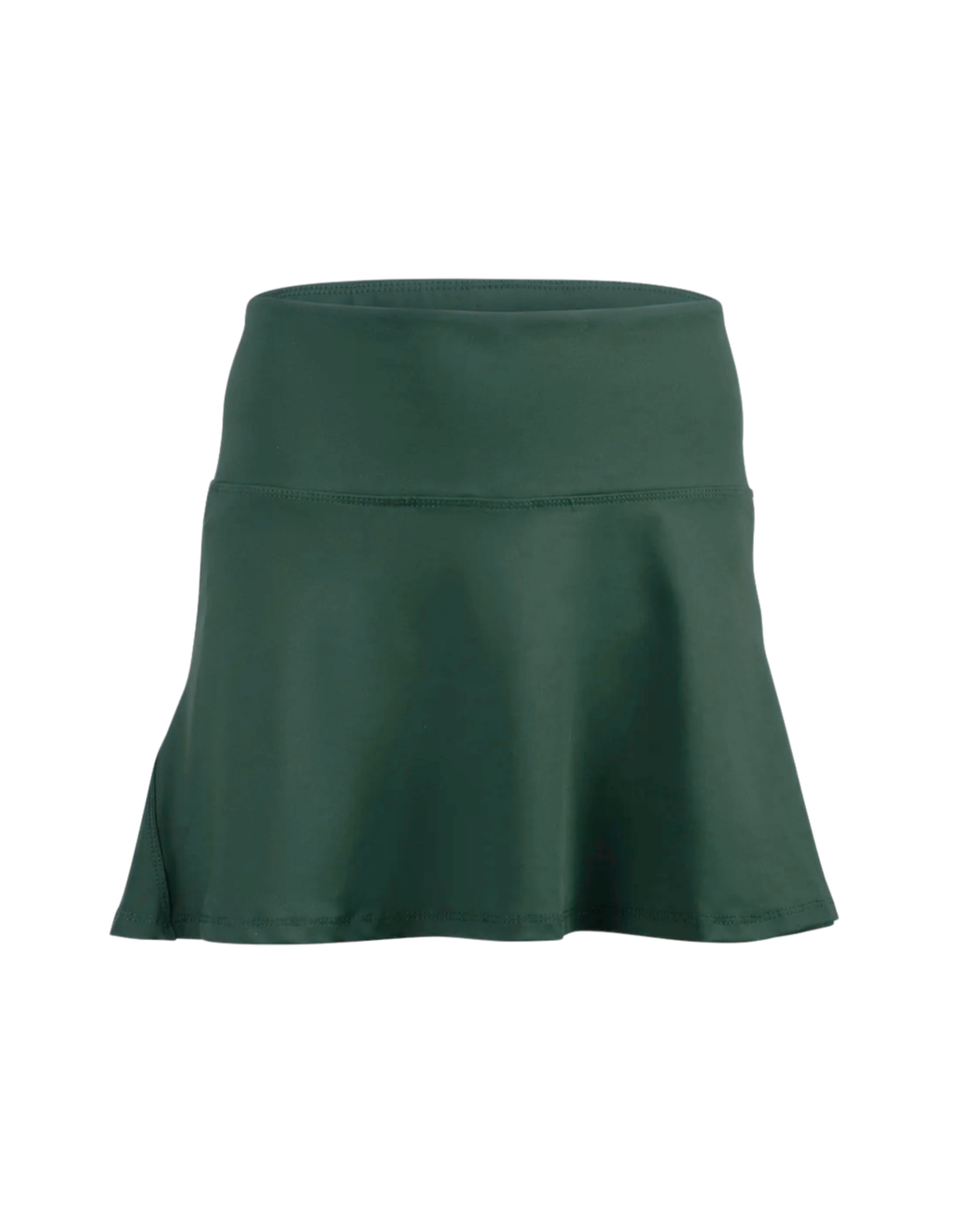 Green athletic skirt on flat white background