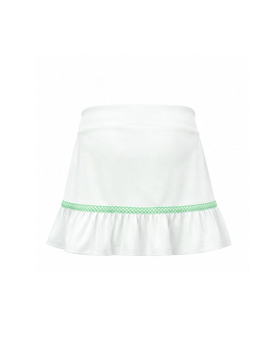 White skirt with a green waistband on a white background