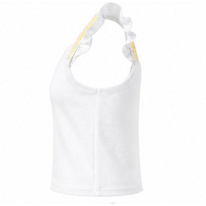 White tank top with thin straps on a white background
