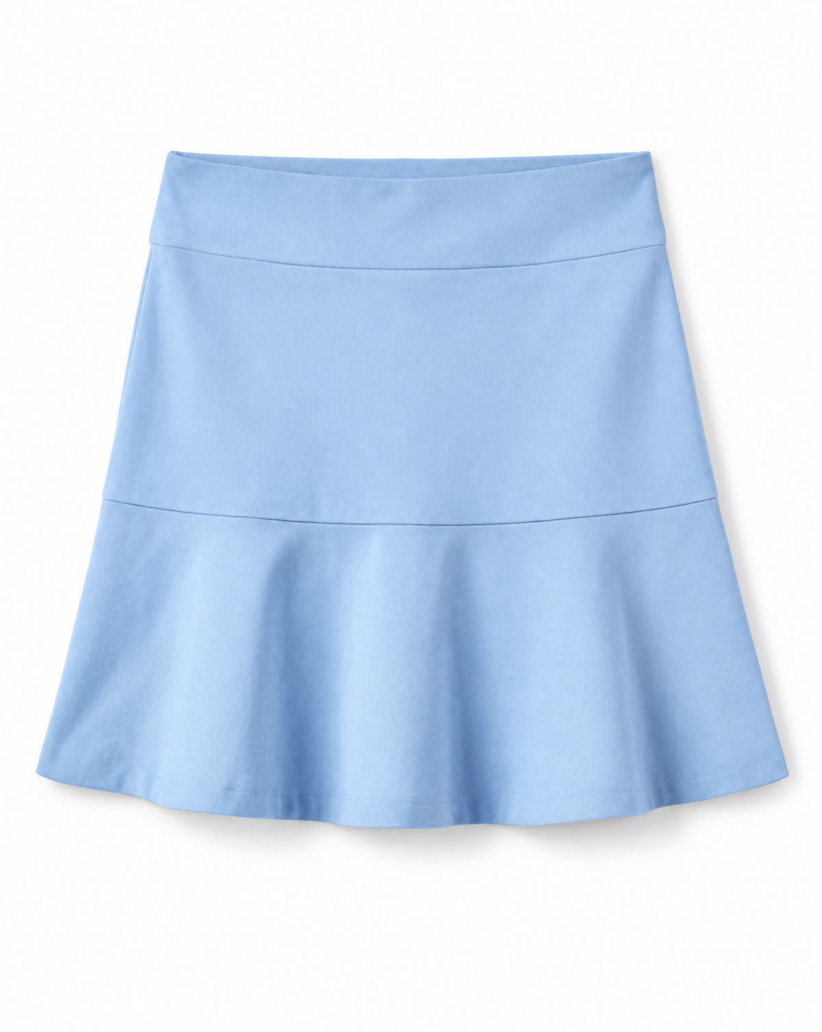 Blue tiered skirt on a flat white background