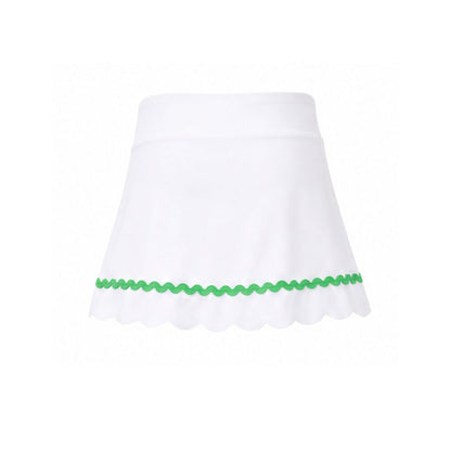 White skirt with green trim on a white background