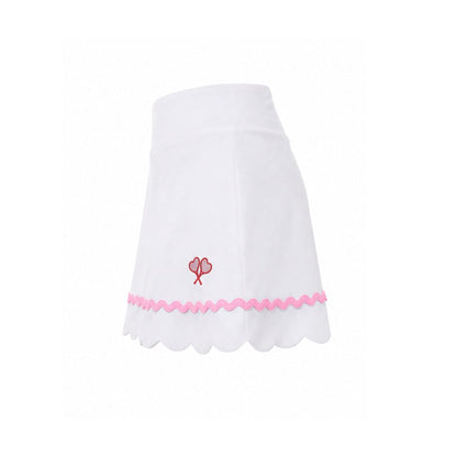 White skirt with pink trim on a white background