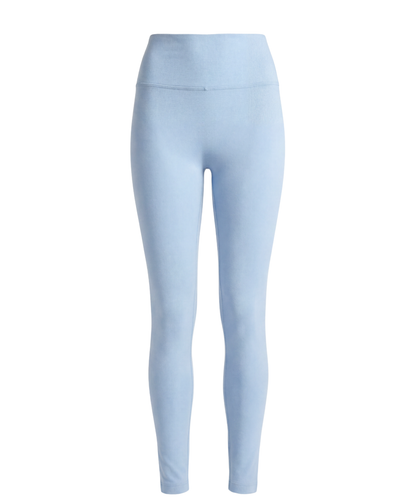 Light blue high-waisted leggings shown on a plain white background.