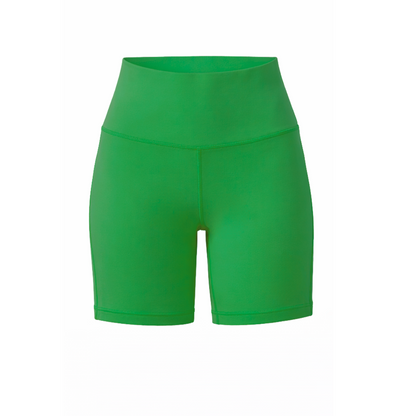 Green athletic shorts on a white background