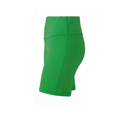 Green athletic shorts on white background