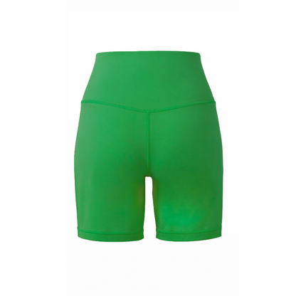 Green athletic shorts on a white background