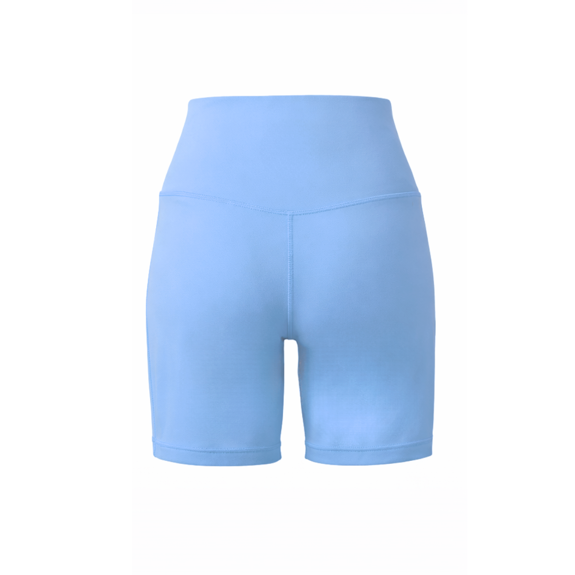 Light blue athletic shorts on a white background