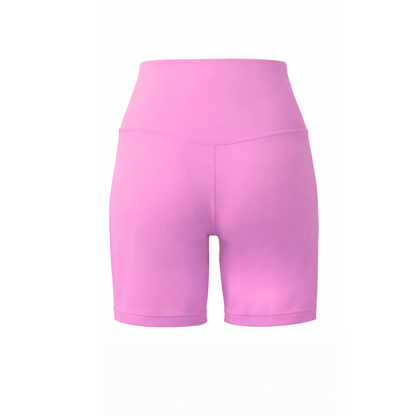 Pink athletic shorts on a white background