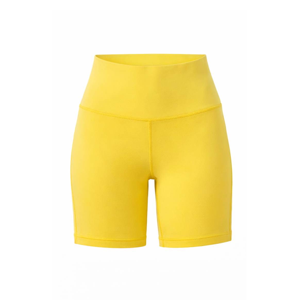 Yellow athletic shorts on a white background