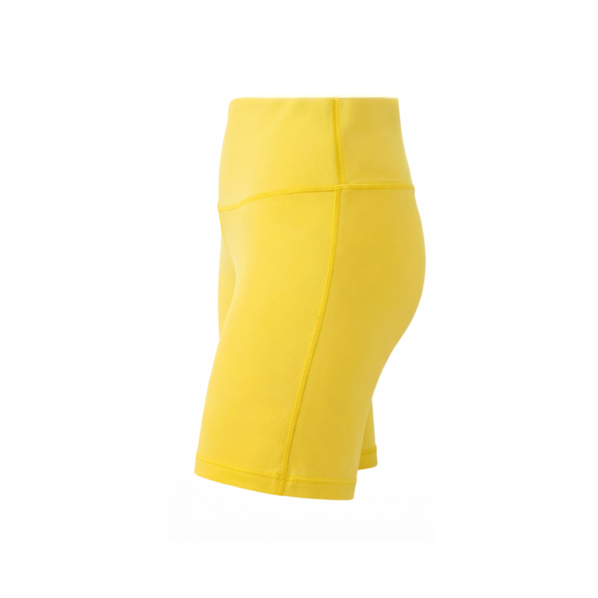 Yellow athletic shorts on a white background