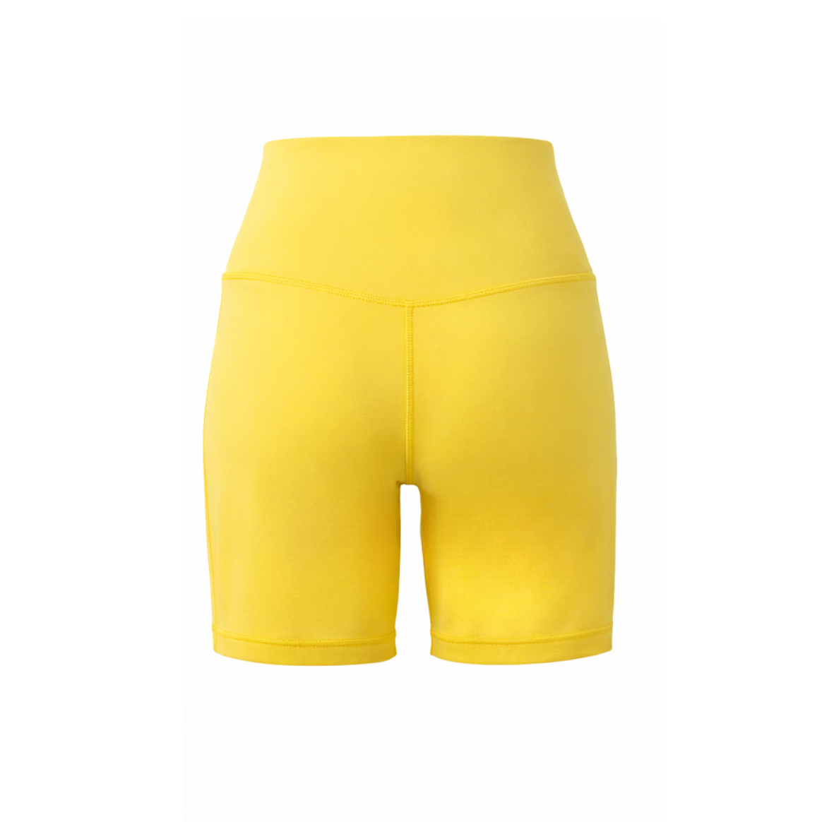 Yellow athletic shorts on a white background