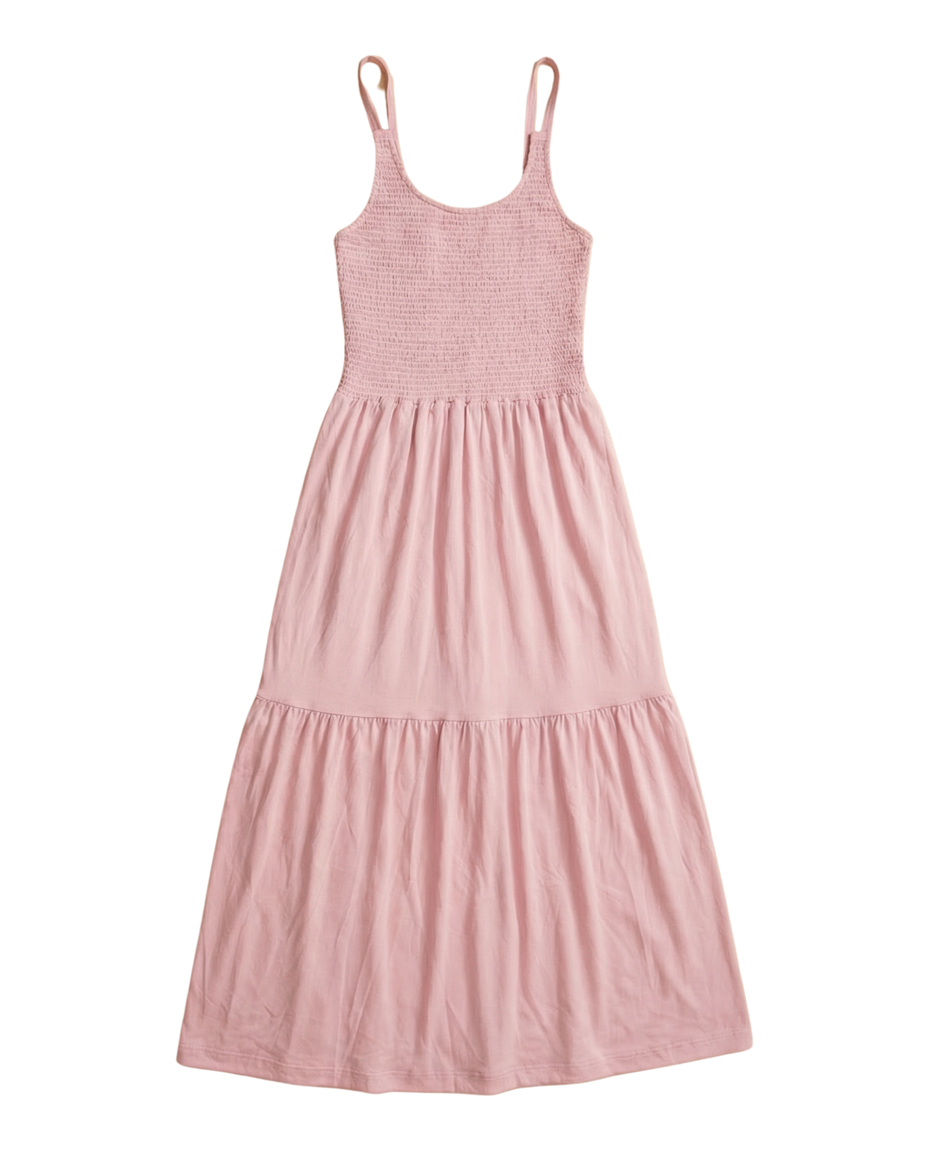 Pink dress with thin straps on a white background