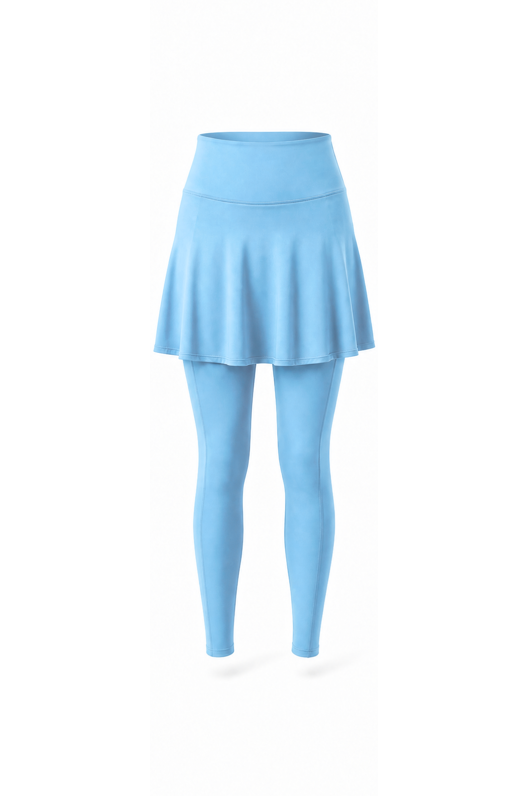 Light blue skirt and leggings set on a white background