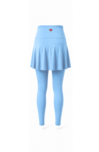Light blue skirt and leggings set on a white background