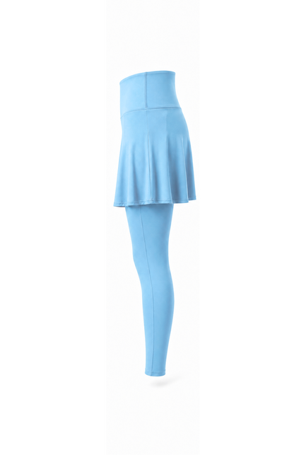 Light blue skirt and leggings set on a white background