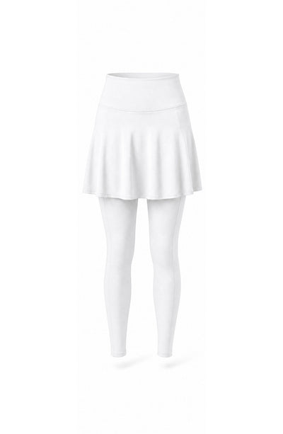 White skirt and leggings set on a white background