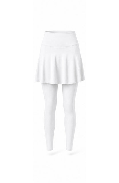 White skirt and leggings set on a white background
