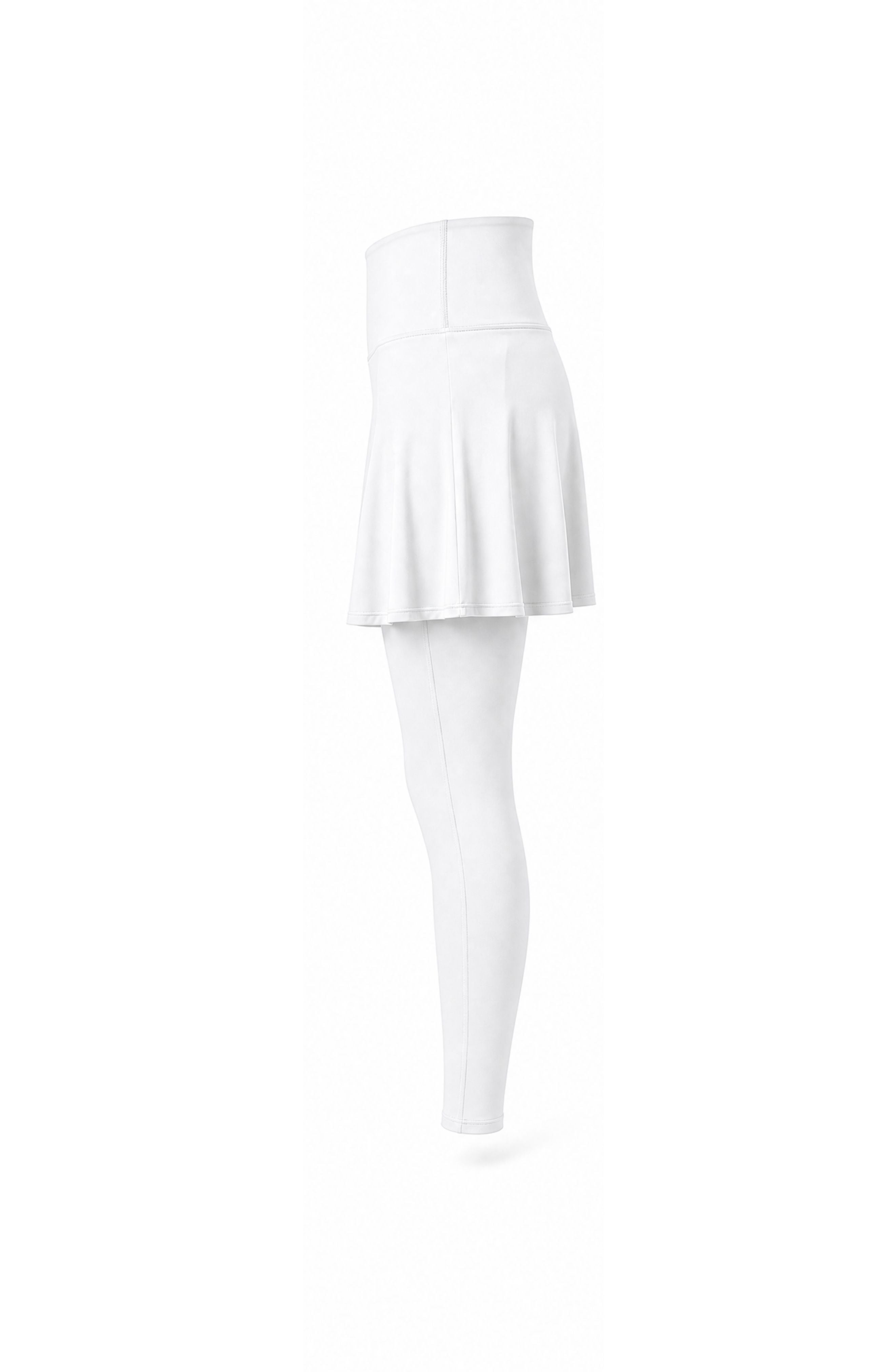 White skirt and leggings set on a white background