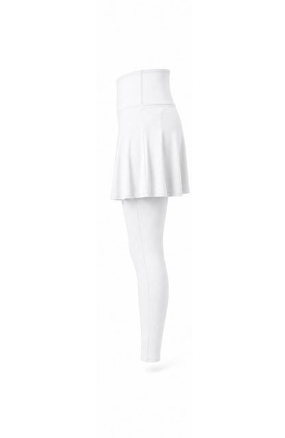 White skirt and leggings set on a white background