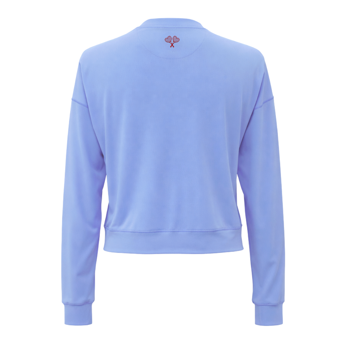 Light blue top with a logo on the back against a white background