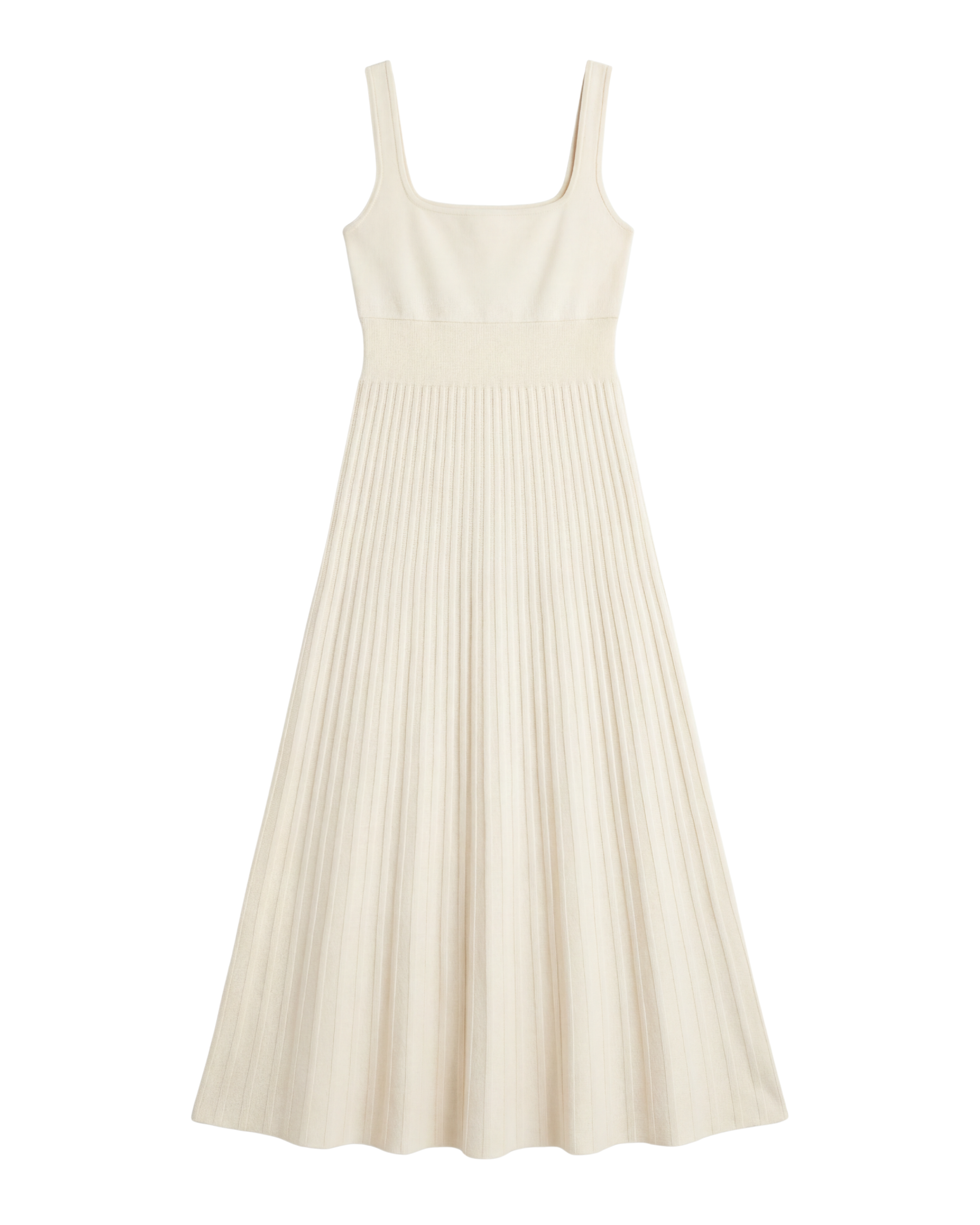 White pleated dress on a white background