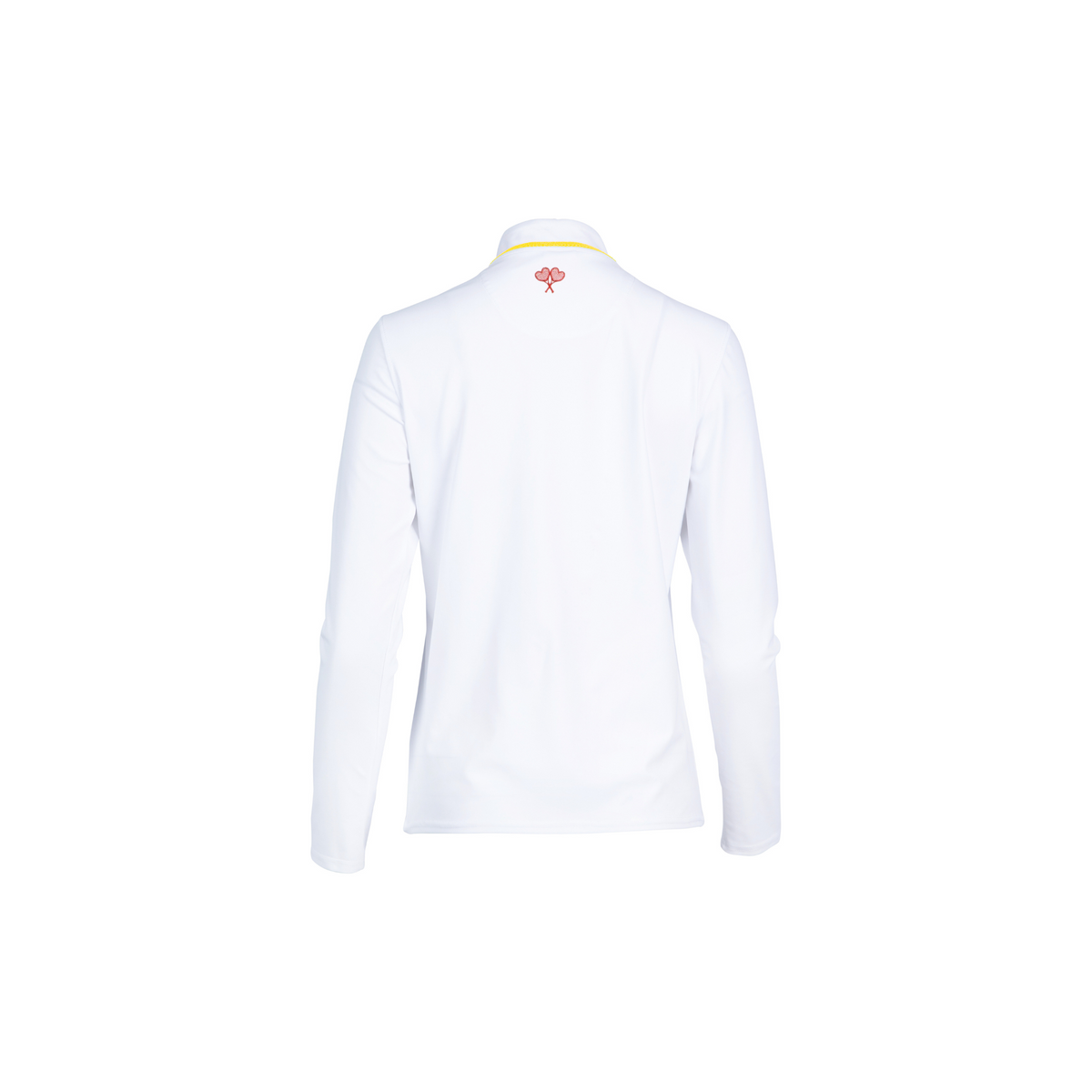 White jacket with yellow zipper on a white background