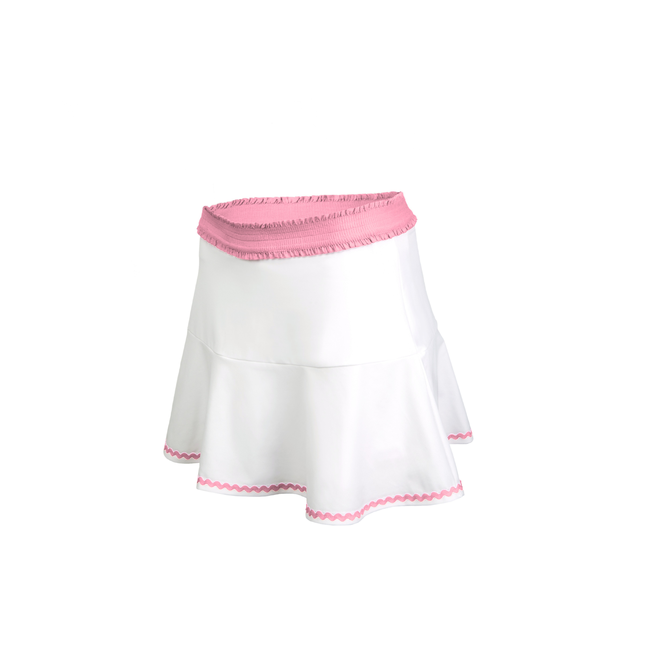 White skirt with pink trim on a white background