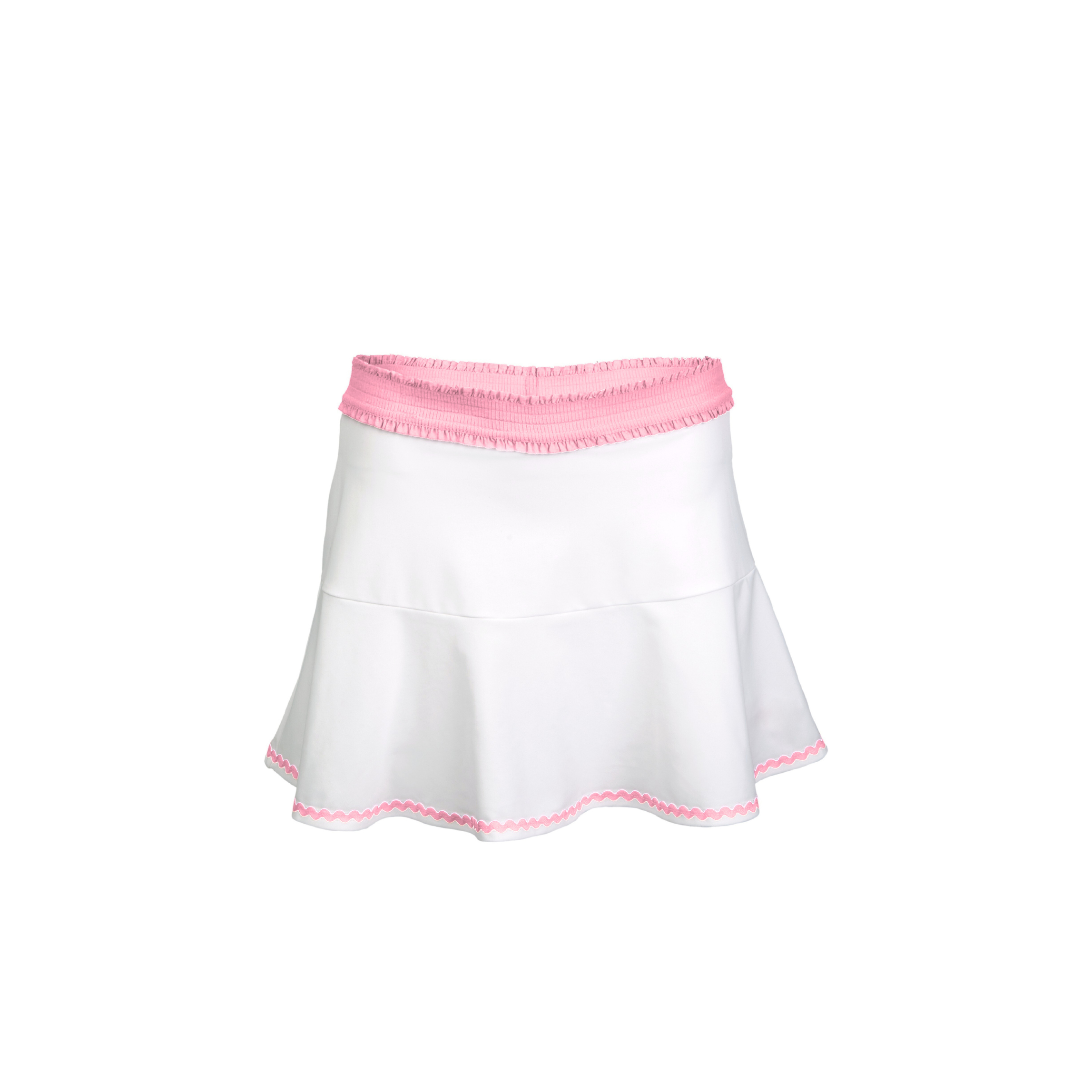 White skirt with pink trim on a white background