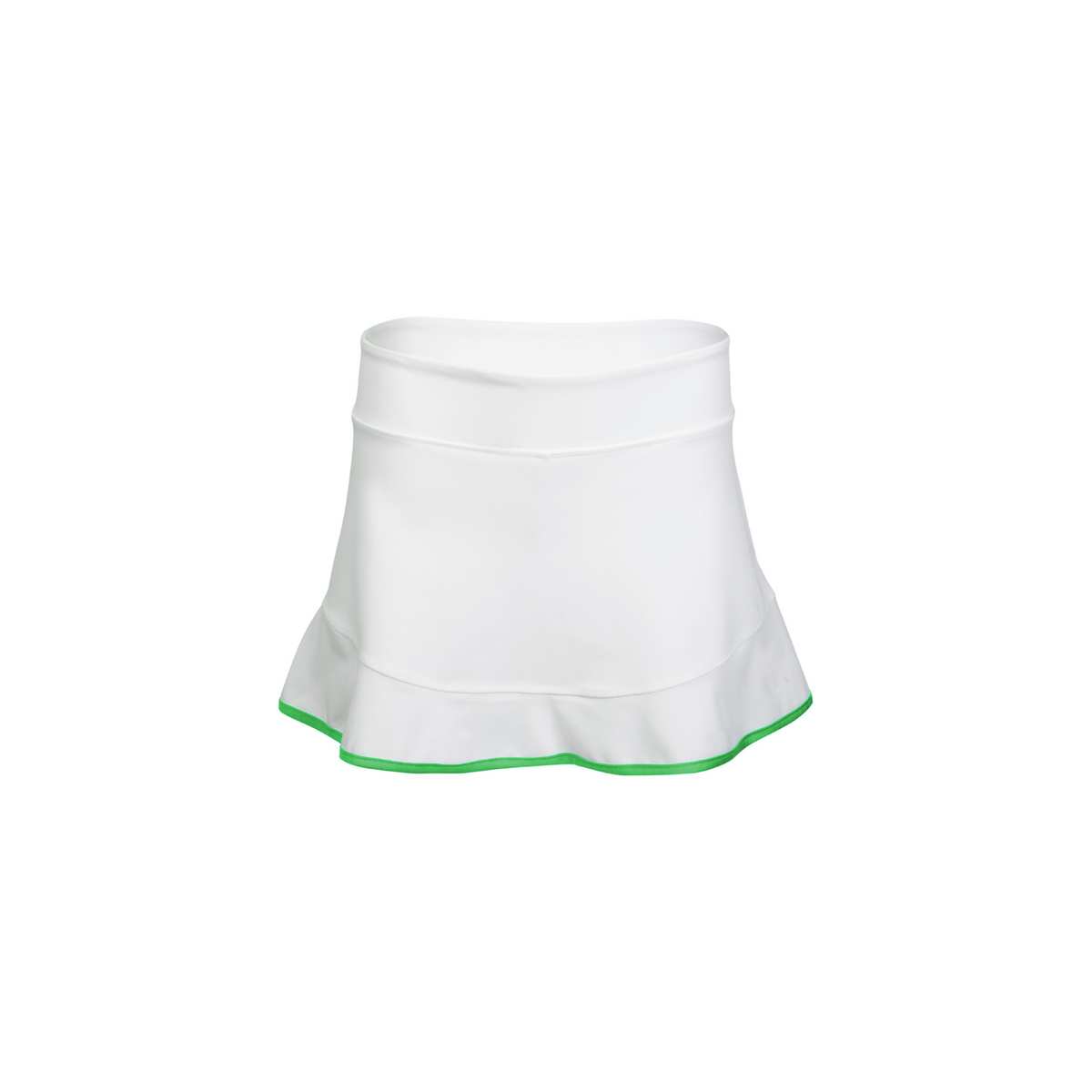 White skirt with green trim on a white background